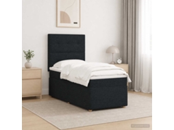 Vidaxl Cama Box Com Led E Colchão Preto 90 X 190 Cm Tecido