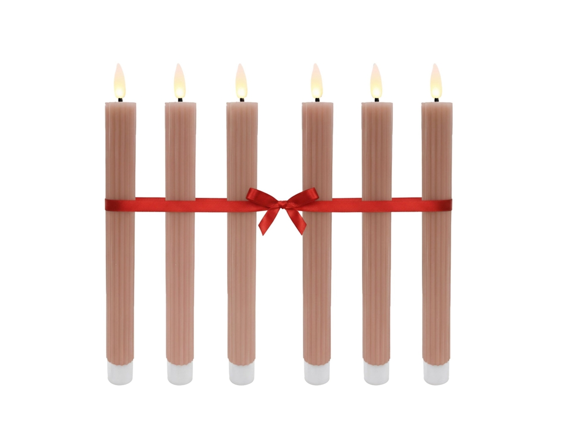 Conjunto De 6 Velas Cônicas Led Sem Chama De Cera Real