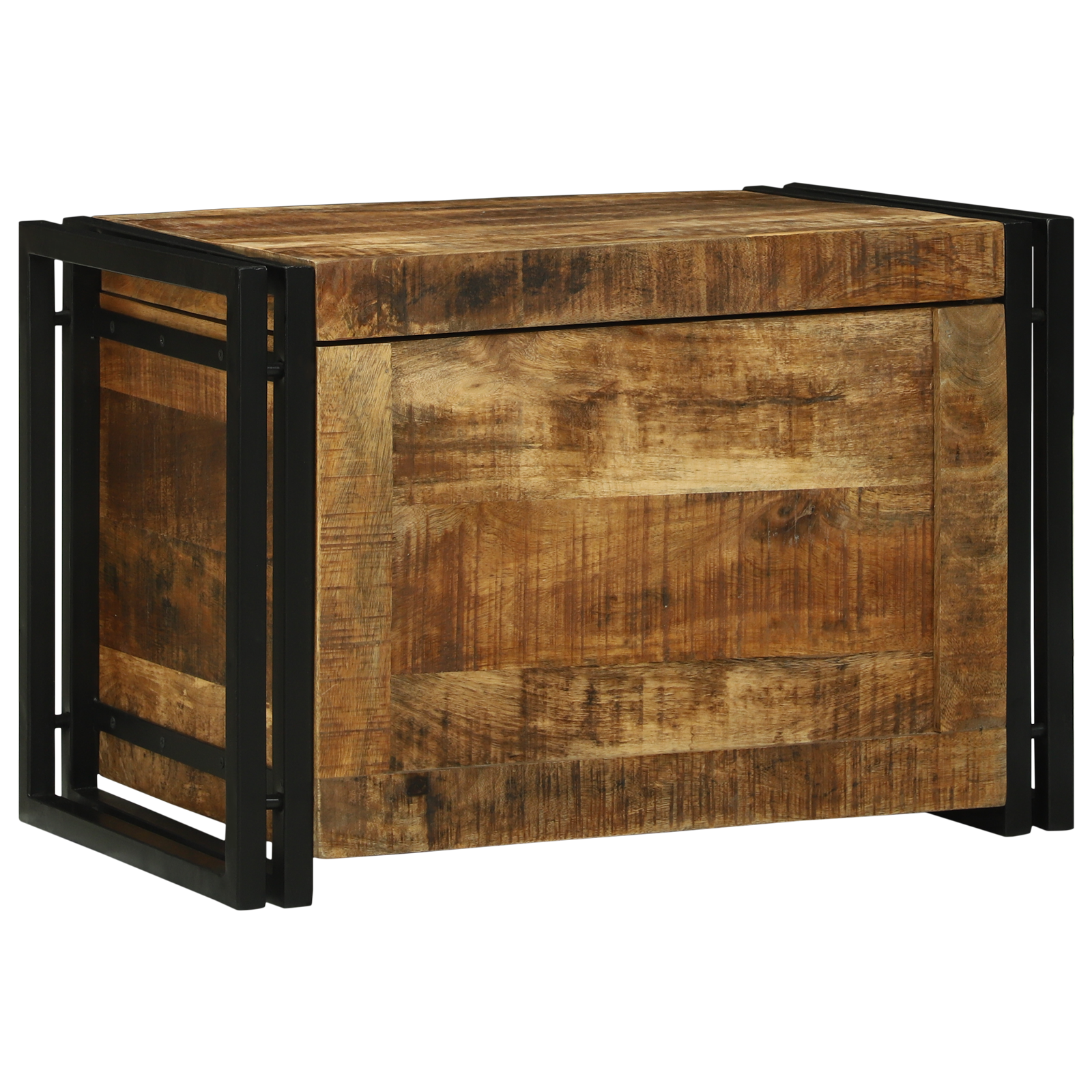 Conjunto 1 Caixa De Armazenamento Vidaxl Castanho Madeira De Mangueira Maciça (60 X 40 X 41 Cm)