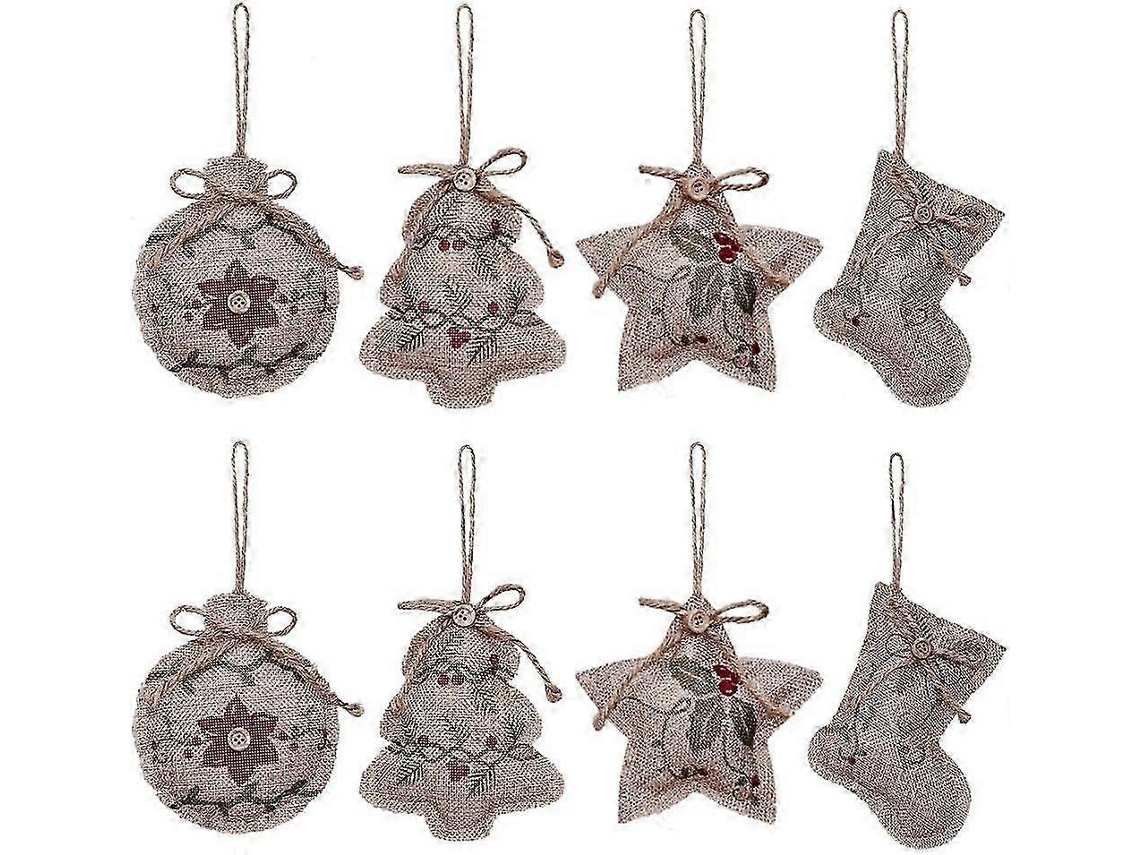 Enfeites Rústicos Para Árvores De Natal, Decorações Rústicas Para Árvores De Natal, Enfeites Modernos De Estopa Olysi Shop