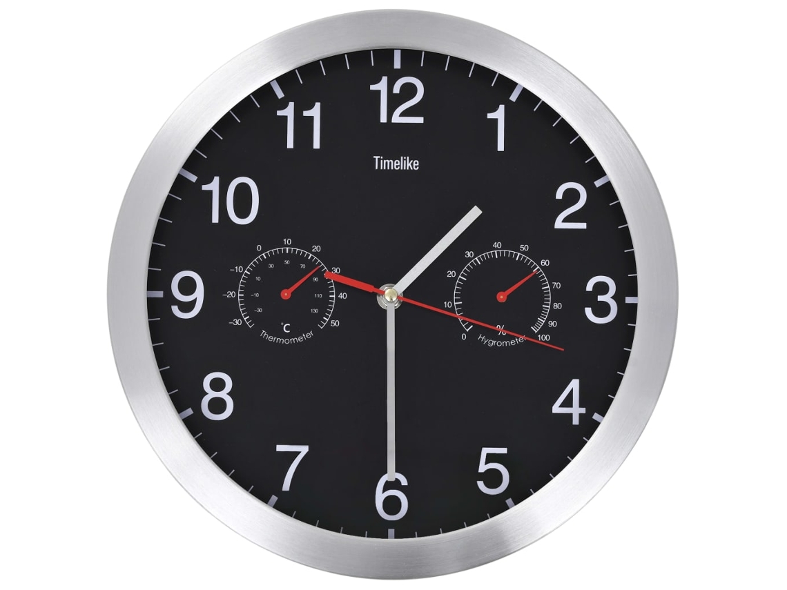Relógio de parede VIDAXL Preto Alumínio (30 cm)