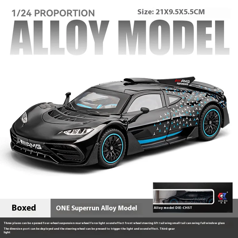 (preto) Miniatura De Carro Esportivo Amg One Em Escala 1/24, Feita Em Metal Fundido.