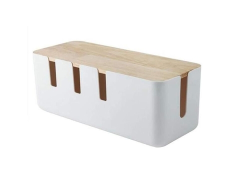 Caixa De Armazenamento De Cabos Jormftte Madeira E Abs Cor Branca 30,3x12,4x11,6 Cm 1 Peça