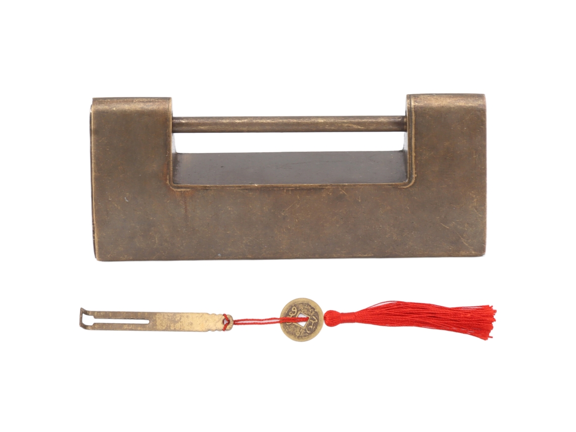 Cadeado Antigo Chinês de Latão Decorativo com Espaçamento 4.4cm | S/MARCA