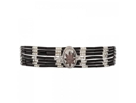 Bracelete Hipanema Manchette Ibis Black Metal Preto Adulto Mulher