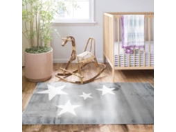 Tapete - A Fábrica De Decoração - Estrelas Retangular Cinza Claro - Estrelas - Toque Lã - 80x150 Cm