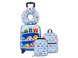 Conjunto De Malas Infantis 5 Peças Mochila Almofada Bolsa Etiqueta Camião Vevor