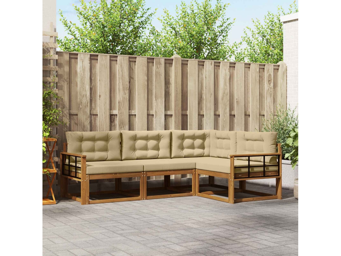 Vidaxl Conjunto De Sofás Para Exterior 4 Unid. Natural E Bege