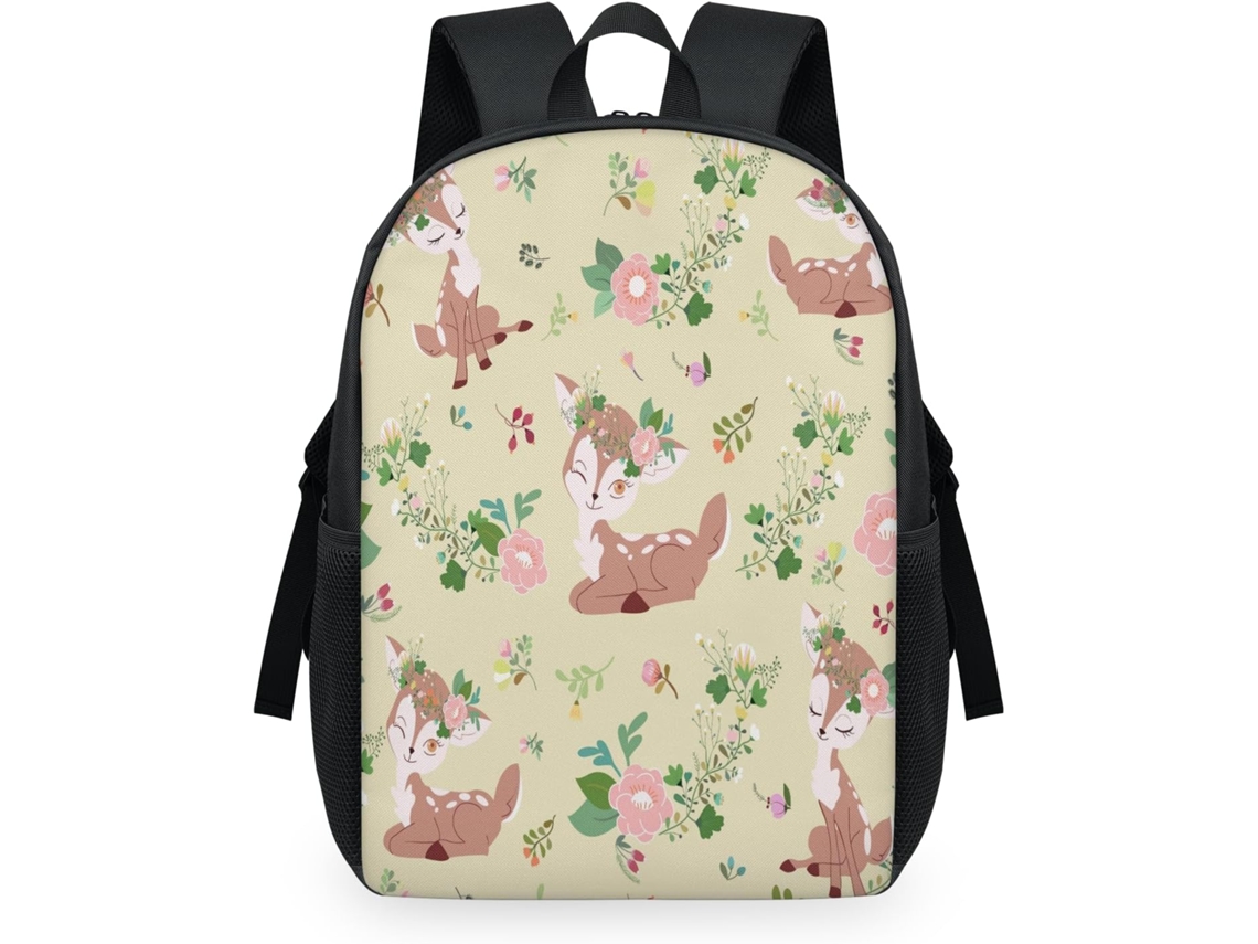 Mochila Tropicallife com Estampa de Cervo e Flores para Crianças 32 5 X 15 X 44 9 Cm Tecido de Malha Designs P S/MARCA