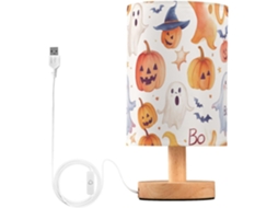 Abajur De Cabeceira Com Estampa Fantasma Em Aquarela, Com Porta Usb, Sem Necessidade De Lâmpada, Luz Led Quente Para