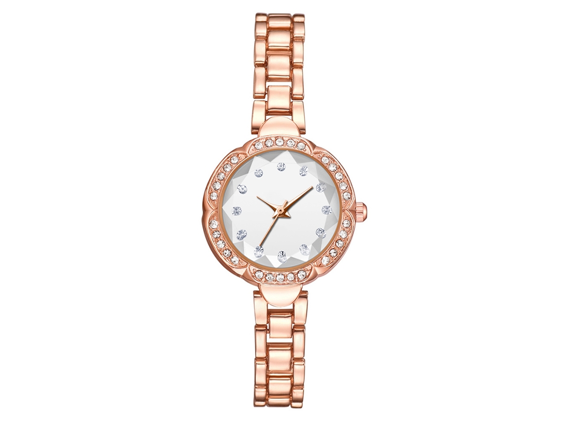 Relógio de Pulso Analógico de Quartzo com Pulseira de Liga Estilo Moderno (ouro Rosa Branco)