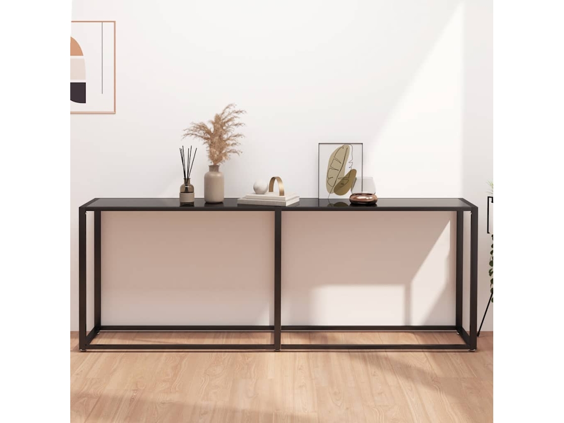 Vidaxl Mesa Consola 200x35x75,5 Cm Vidro Temperado Preto