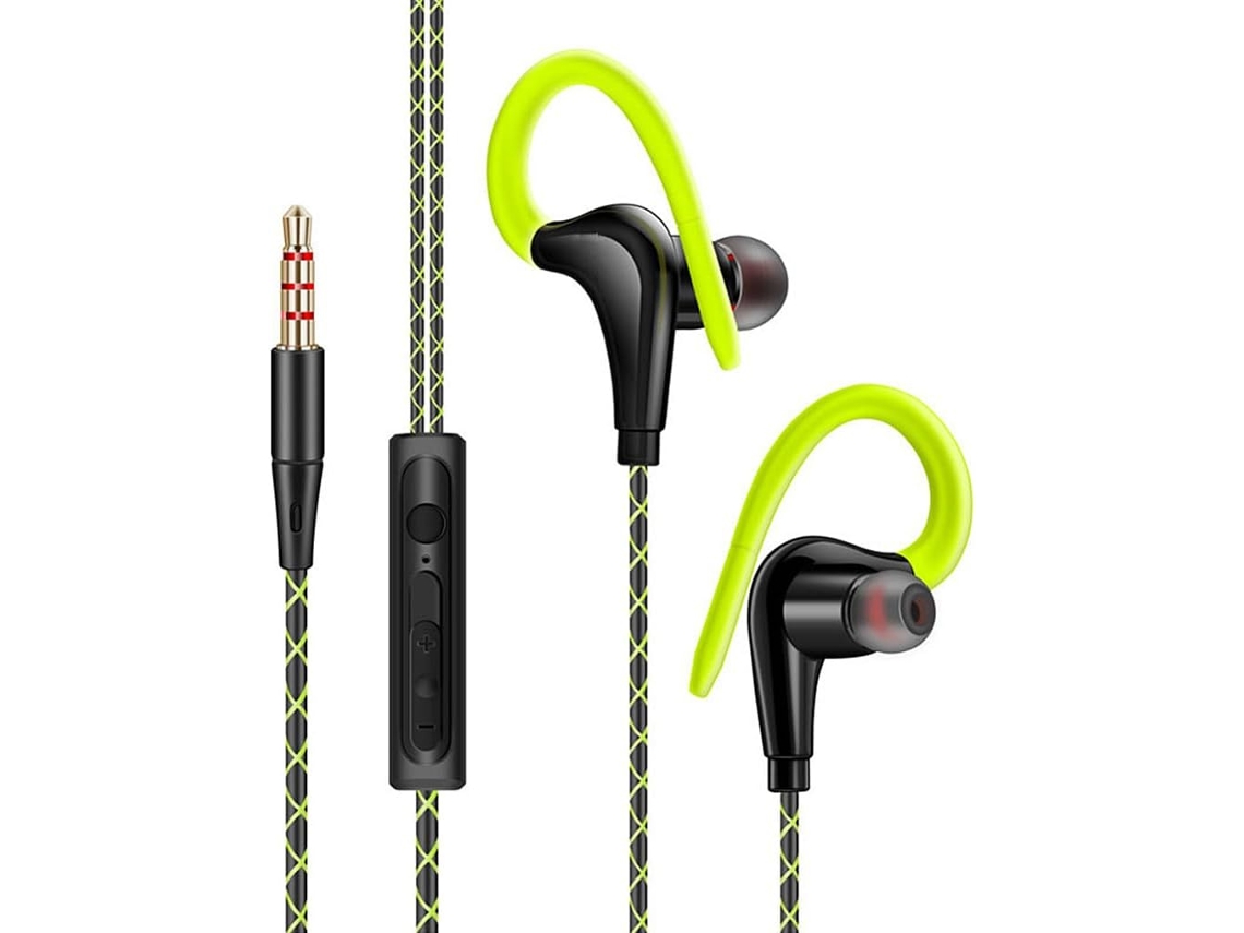 Fone De Ouvido Esportivo 3, 5mm Com Gancho De Orelha, À Prova D Água, Estéreo, Para Corrida, Com Cancelamento De Ruído