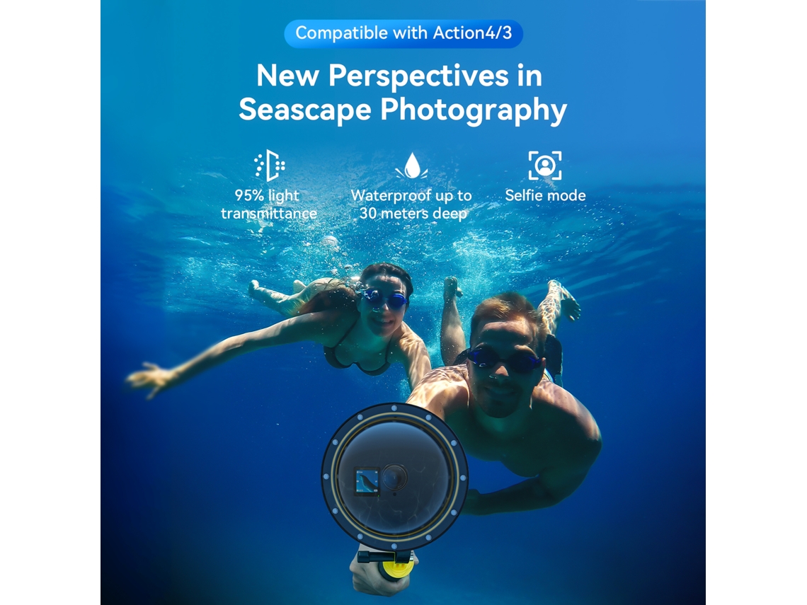 2026 puerto de Cúpula Impermeable para Dji Osmo Action 3/4, Lente Gran Angular para Buceo