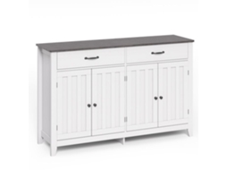 Buffet De Cozinha - Bealife - 4 Portas - 2 Gavetas - Prateleiras Ajustáveis - Sala - Cinza - 140x40x89cm