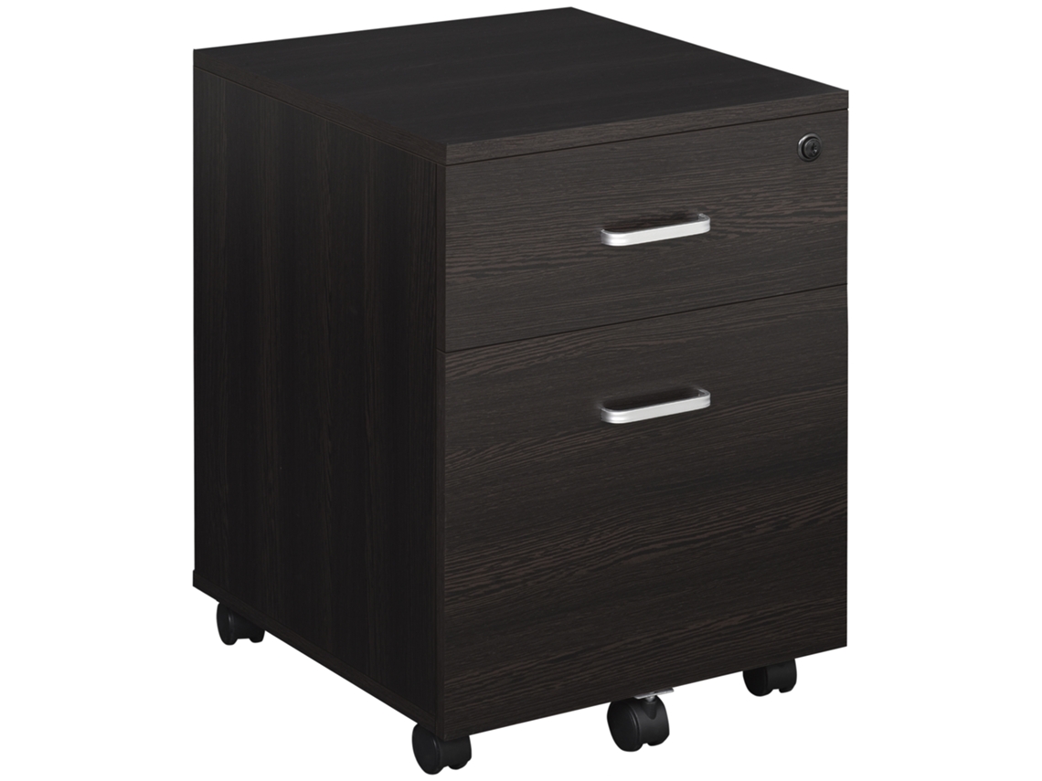 Arquivo móvel para A4, com rodas, 2 gavetas, wenge, 40x45x55,6cm | S/MARCA