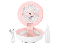 Ventilador Humidificador Eléctrico de Mesa, Dobrável, com Usb, Espelho de Maquilhagem, em Rosa LAXISCREED