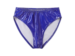 Calcinha Boxer Masculina de Couro Patentado Wet Look com Cintura Elástica para Club Pole Dancing Azul