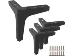 Pés De Mesa 15 Cm - Conjunto De 4 - Pés De Mesa Metálicos - Preto - Forma Moderna Triangular - Inclui Parafusos