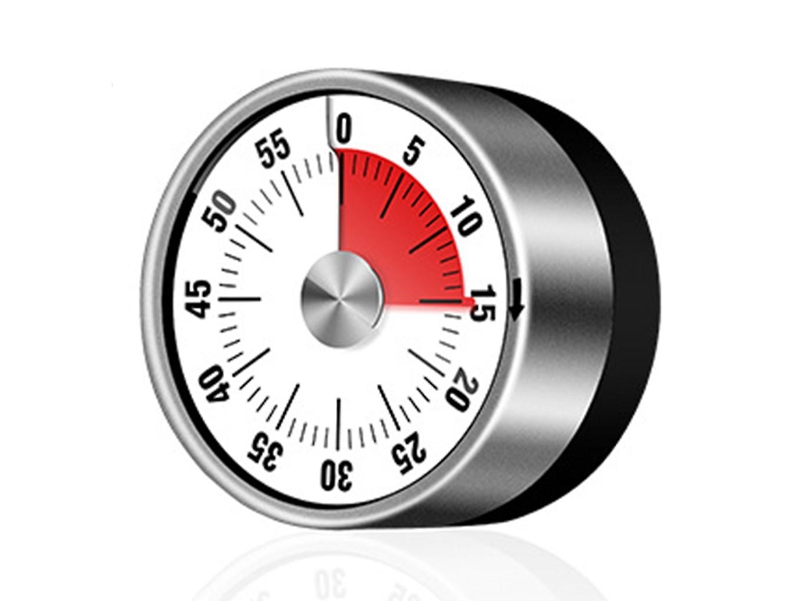 Temporizador De Cozinha Em Aço Inoxidável Com Alarme Sonoro De 60 Minutos E Relógio Magnético.