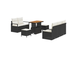 Conjunto 8 Conjunto De Sofá De Jardim Vidaxl Preto Vime Pe (175 X 62 X 85 Cm)