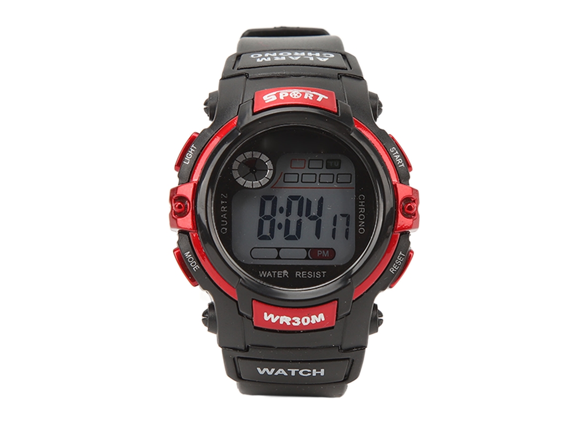 Reloj Deportivo Digital Lcd Electrónico Luminoso Para Hombres Actividades Al Aire Libre Rojo