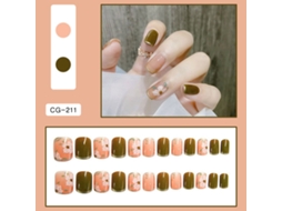 Conjunto de 24 Peças de Tips com Desenho de Flores em Amarelo e Verde Modelo Cg211 em Caixa Geléia