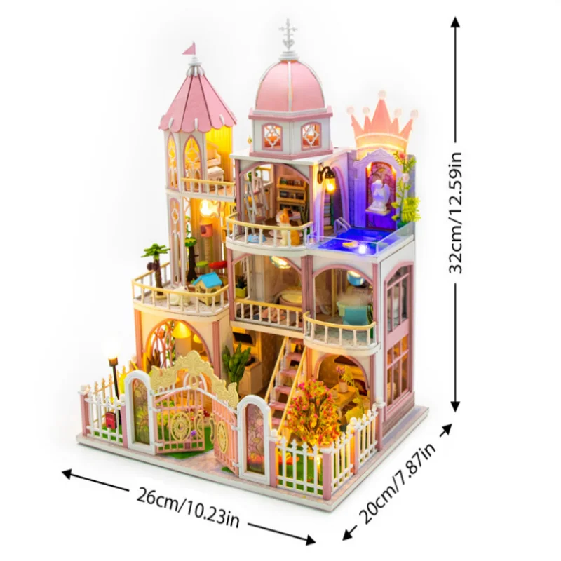 Faça Você Mesmo o Modelo de Castelo Dos Seus Sonhos, Kit de Montagem de Construção em Madeira 3d MDUG
