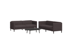 Vidaxl 2 Pcs Conjunto De Sofás Tecido Castanho-escuro