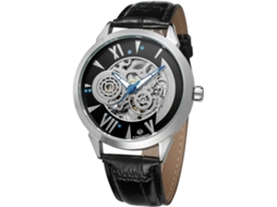 Lurelia Relógio Mecânico Masculino, Automático, Luminoso, Mostrador Esqueleto, Pele, Vidro Mineral, Resistente À Água