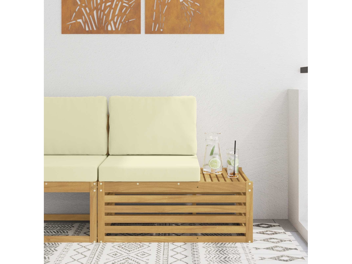 Vidaxl Unidades De Sofá Seccional Para Exterior Branco E Creme