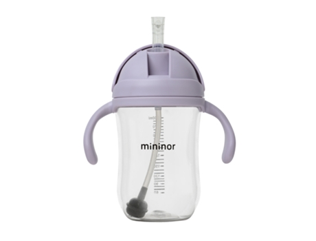 Biberão MININOR Straw Bottle Tritan Lilac Flower 330 ml