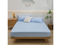 Conjunto Lençóis 4 Peças Lençol De Baixo 152x203*36cm Lençol De Cima229*259cm 2 Fronhas 51x91cm Fibras Sintéticas Azul Claro Hexinyigjly