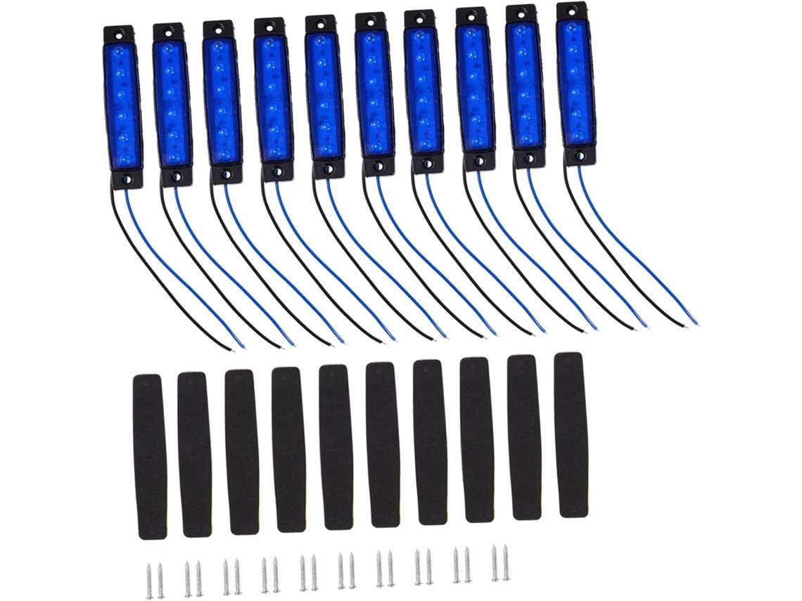 Conjunto de 10 luzes laterais LED de plástico para Piscas Freio e Reboque.