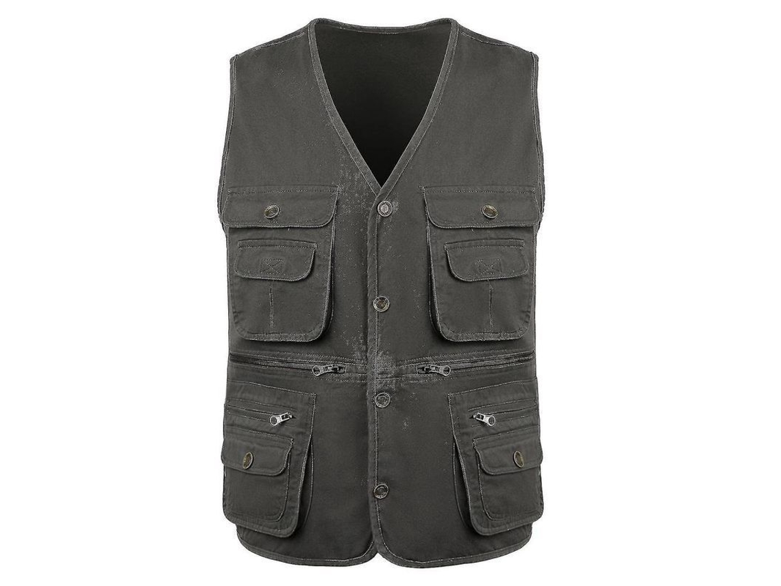 2026-chaleco Outdoor Hombre Ligero Con Cremallera Y Multi Bolsillos Para Deportes Al Aire Libre 2xl Negro