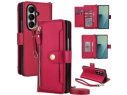 Capa De Celular Em Couro Com Zíper E Sete Compartimentos Para Cartões, Compatível Com Samsung Galaxy Z Fold7 5g E Com Cordão.