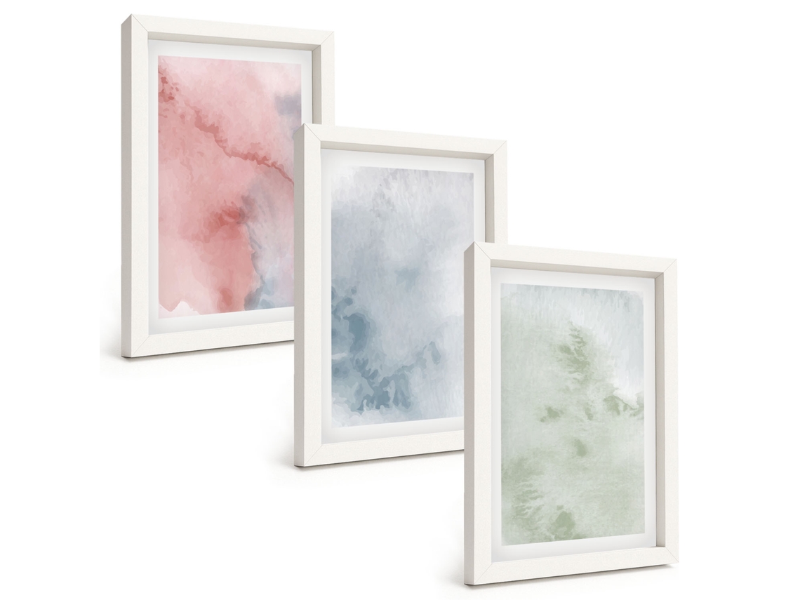 Composição De Quadros Estruturas De Aquarela Em Tons Pastel Espelharte (3 Peças 20x30 Cm)