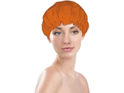 Touca De Banho Feminina, Reutilizável, Impermeável, Dupla Camada, Com Elástico, Ideal Para Cabelos Longos, Laranja