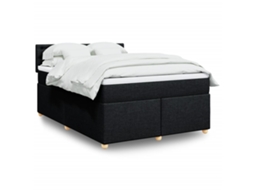 Vidaxl Cama com Molas/colchão 140x200 Cm Tecido Preto