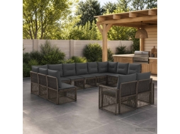 Vidaxl Conjunto De Sofá De Jardim 12 Unid. Cinza E Cinza Escuro