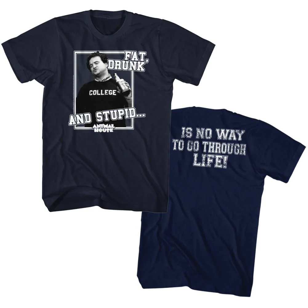 Unisex Adult T-shirt Rockinstone Animal House Movie Drunk And Stupid Navy Sizem
