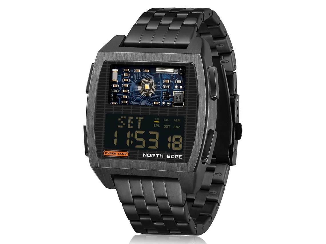 Relógio Eletrônico Multifuncional North Edge Cybertank Com Pulseira De Aço Inoxidável