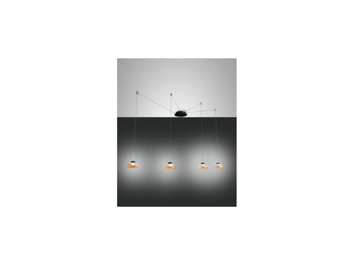 Lustre Pendente Arabella Led em Metal e Vidro Soprado Ambra 3547-49-125 FABAS LUCE