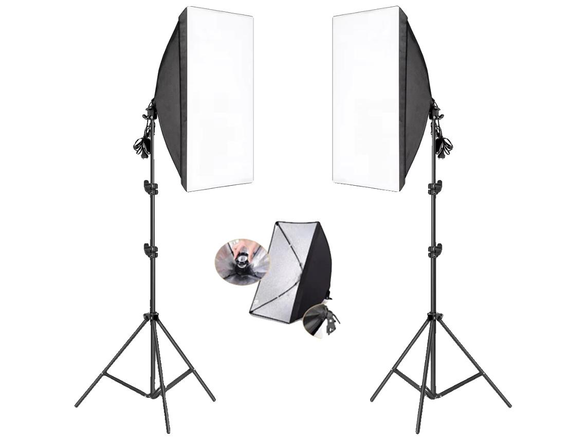 Kit De Estúdio Fotográfico, Sistema De Iluminação Com Softbox, Suporte De Tripé Ajustável, Sem Lâmpada