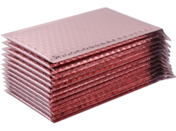 12 envelopes acolchoados rosa claro e impermeáveis para envio de cosméticos com formato irregular.