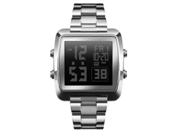 Relógio Masculino Skmei 1369 Retrô À Prova D'água, Dourado, Com Pulseira De Aço E Mostrador Quadrado Luminoso.
