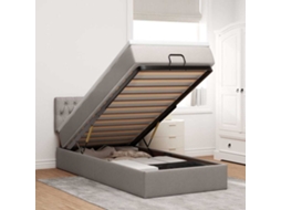 Vidaxl Estrutura De Cama Otomana Com Colchão Tecido Cinzento 80x200cm