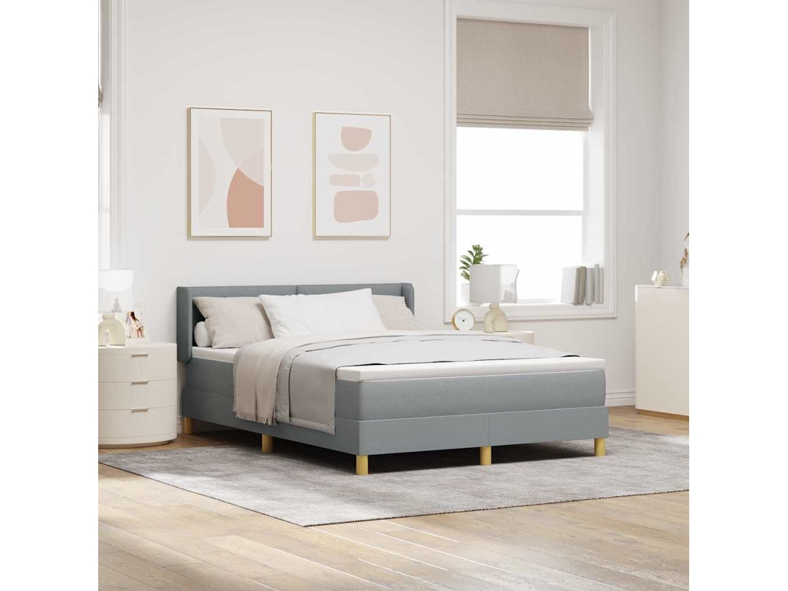 Vidaxl Cama Box Com Almofada Manual Cinzento-claro 200 X 160 Cm Tecido