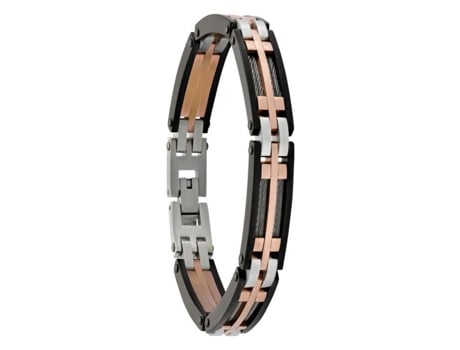 Pulseira Masculina Jourdan Pulseira Masculina Jourdan Priam Em Aço Tricolor Branco E Rosa