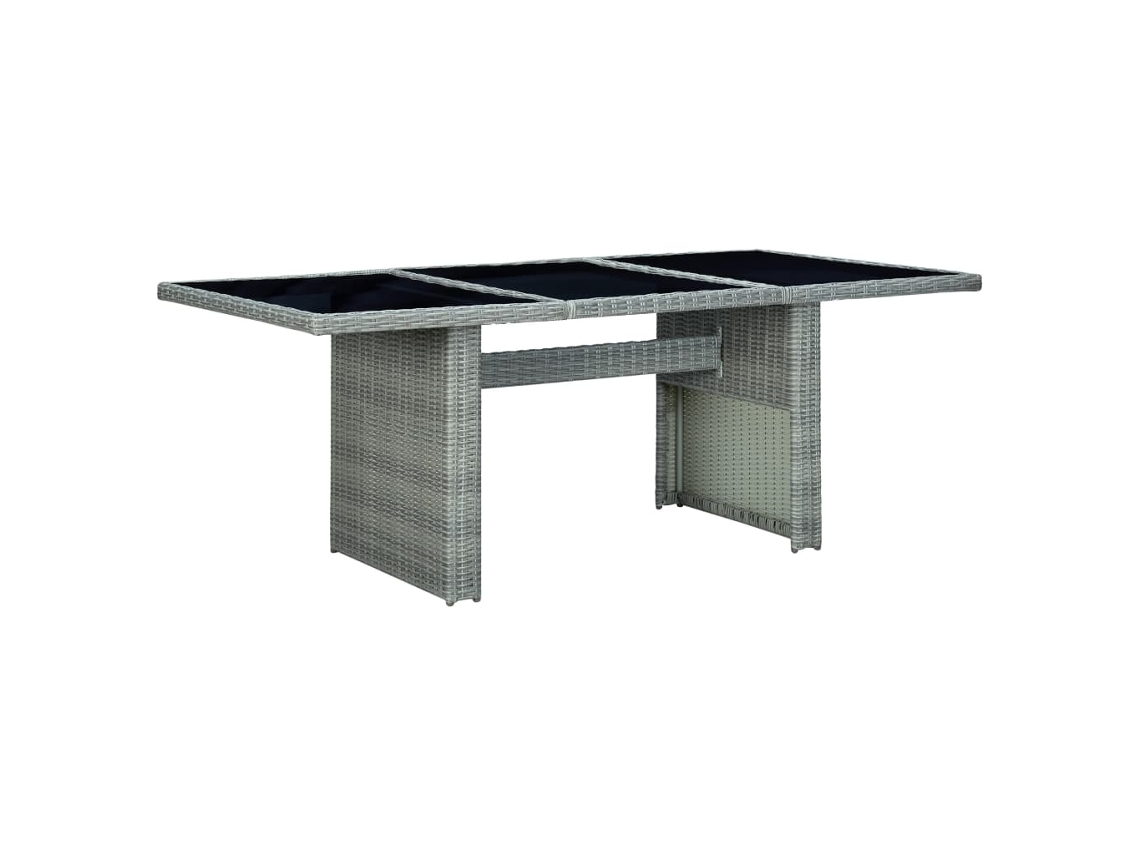 Mesa De Jardim Vime Pe E Vidro Temperado Cinzento-claro